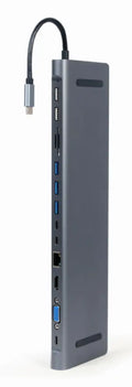 Gembird A-CM-COMBO9-01 base para portátil y replicador de puertos USB 3.2 Gen 1 (3.1 Gen 1) Type-C Gris