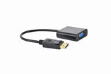 Adaptador de cable Gembird DisplayPort a VGA macho a hembra, 0.15 m, negro, para conectar dispositivos VGA y DisplayPort.
