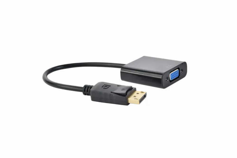 Adaptador de cable Gembird DisplayPort a VGA macho a hembra, 0.15 m, negro, para conectar dispositivos VGA y DisplayPort.