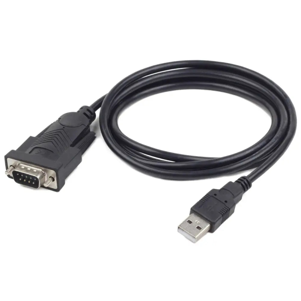 Adaptador USB a serie DB9M de Gembird, cable de 1.5 m para conexión de dispositivos seriales en PC.