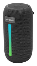Altavoz portátil Gembird con luz LED RGB, 8W, en color negro, para audio y entrada/salida de sonido.