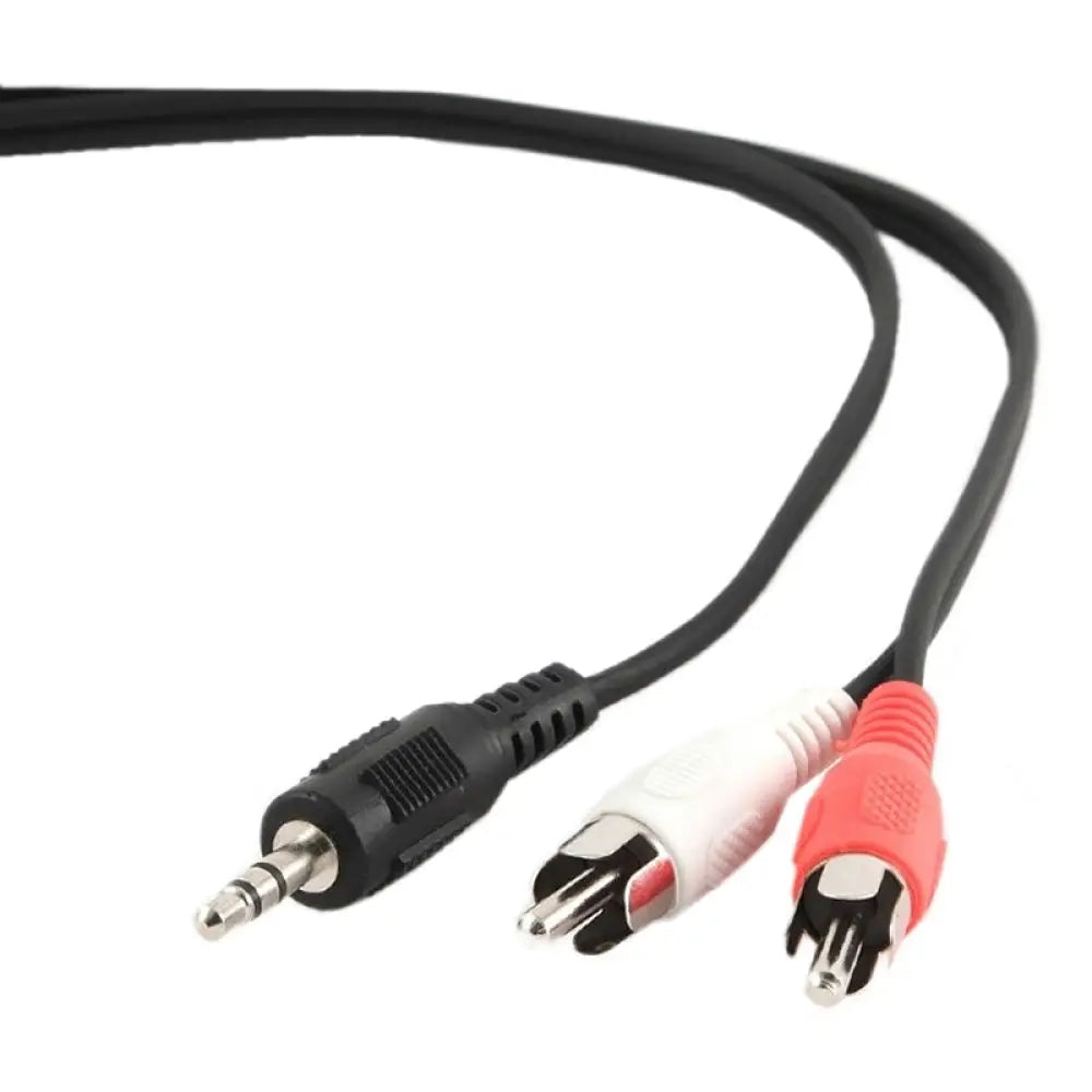 Cable de audio Gembird con conector 3.5 mm macho a 2 RCA macho, 2.5 metros, para conexión de sonido y audio.