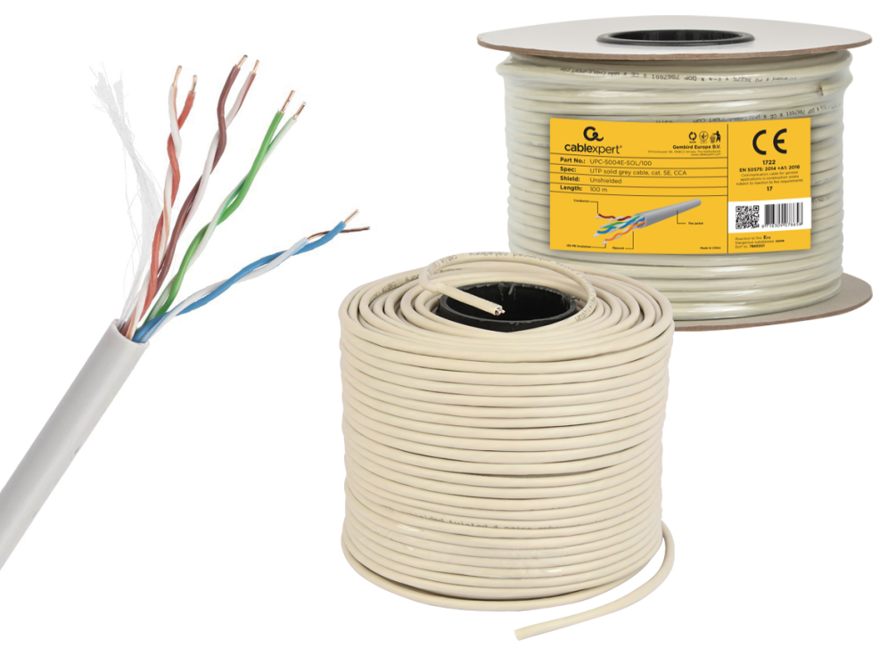GEMBIRD CABLE RED UTP CAT5E CCA PREMIUM SOLIDO 100 M - detalle