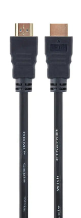 Cable HDMI Gembird de 1.8 m, tipo A macho a macho, compatible 4K, en color negro, para conectar dispositivos audiovisuales.
