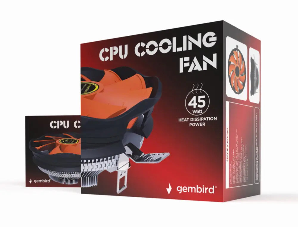 Gembird CPU-HURACAN-X30 sistema de refrigeración para ordenador Procesador Refrigerador de aire 12 cm Negro. Naranja