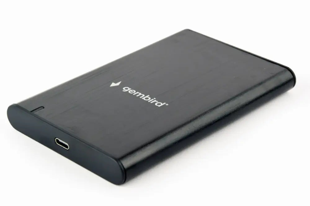 Carcasa negra para disco duro externo o SSD de 2.5 pulgadas de la marca GEMBIRD, protección y conexión rápida.