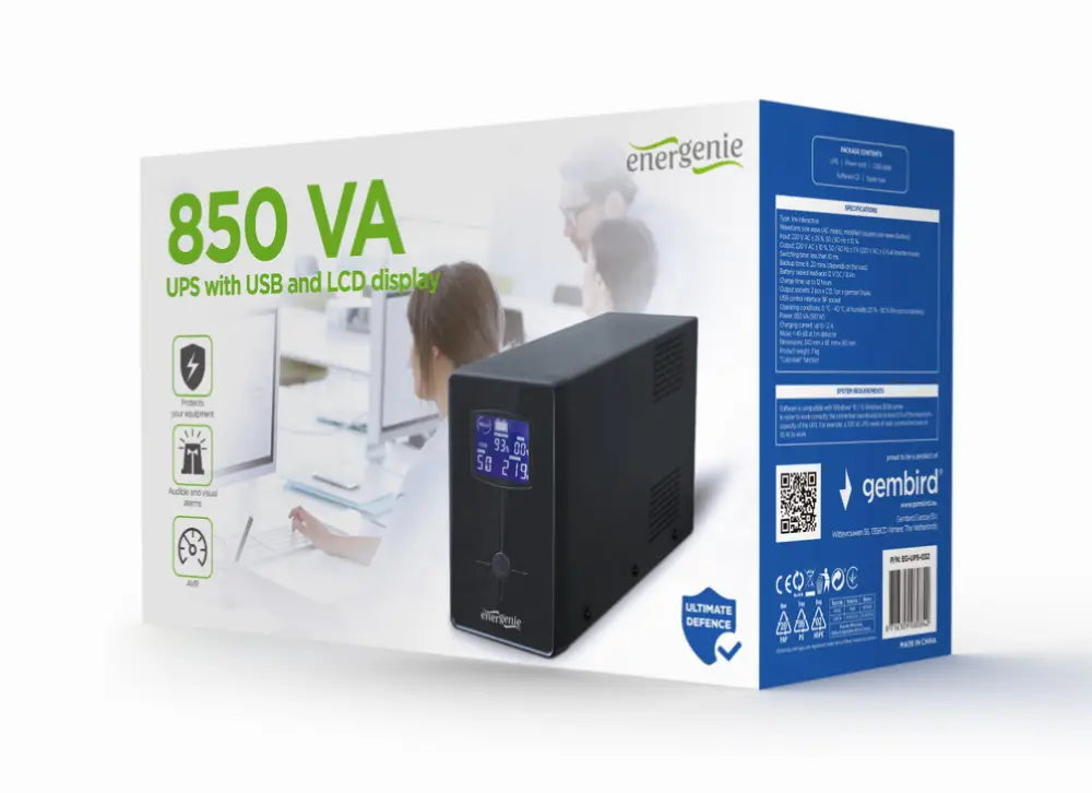 Gembird EG-UPS-032 sistema de alimentación ininterrumpida (UPS) 0.85 kVA 510 W 3 salidas AC