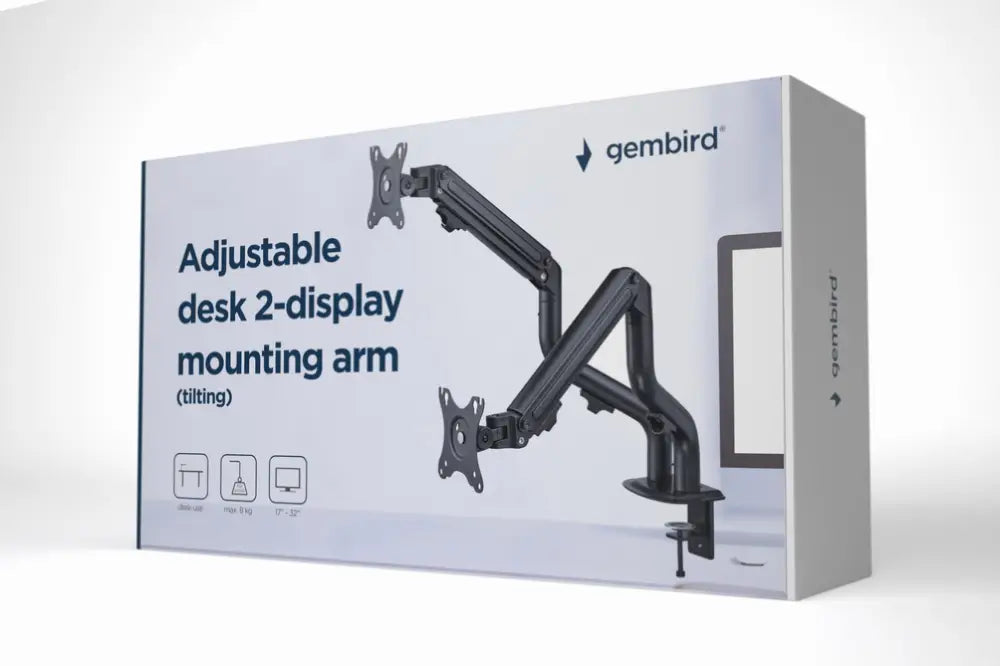 Gembird MA-DA2-02 soporte para monitor 81.3 cm (32") Escritorio Negro