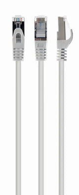 Cable Ethernet Cat6a S/FTP Blanco de GEMBIRD, modelo PP6A-LSZHCU-W-3M, con conexión S-STP para redes rápidas.