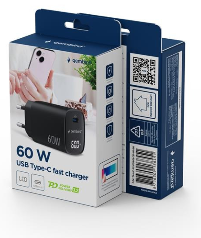 GEMBIRD TA-UC-1C-PD60LCD-01-BK CARGADOR - detalle