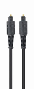 Cable de audio óptico Gembird Toslink de 2 m en color negro, con conectores para transmisión de audio digital de alta calidad.