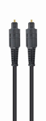 Cable de audio óptico Gembird Toslink de 2 m en color negro, con conectores para transmisión de audio digital de alta calidad.
