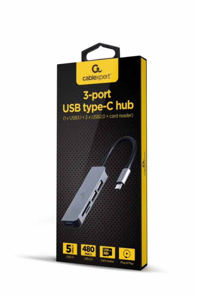 Gembird UHB-CM-CRU3P1U2P2-01 base para portátil y replicador de puertos Alámbrico USB 3.2 Gen 1 (3.1 Gen 1) Type-A Plata