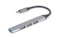 Hub USB Gembird UHB-CM-U3P1U2P3-03 en color plata con puertos Type-C y USB 3.2 Gen 1, transmisión de 5000 Mbit/s.