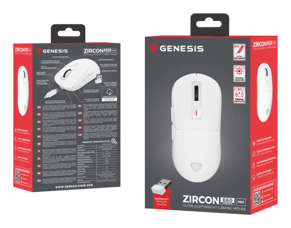 GENESIS NMG-2194 ratón Juego Ambidextro Bluetooth + USB Type-C Óptico 26000 DPI - detalle