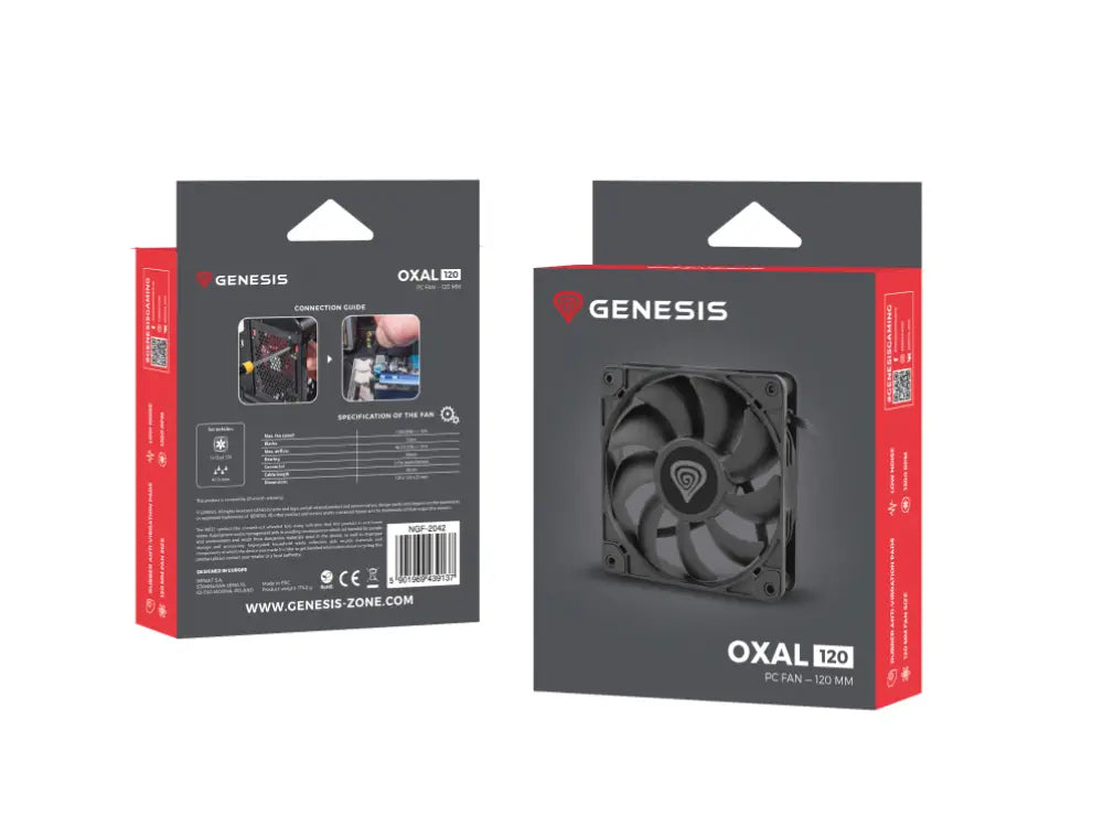 GENESIS Oxal 120 Carcasa del ordenador Ventilador 12 cm Negro 1 pieza(s) - detalle
