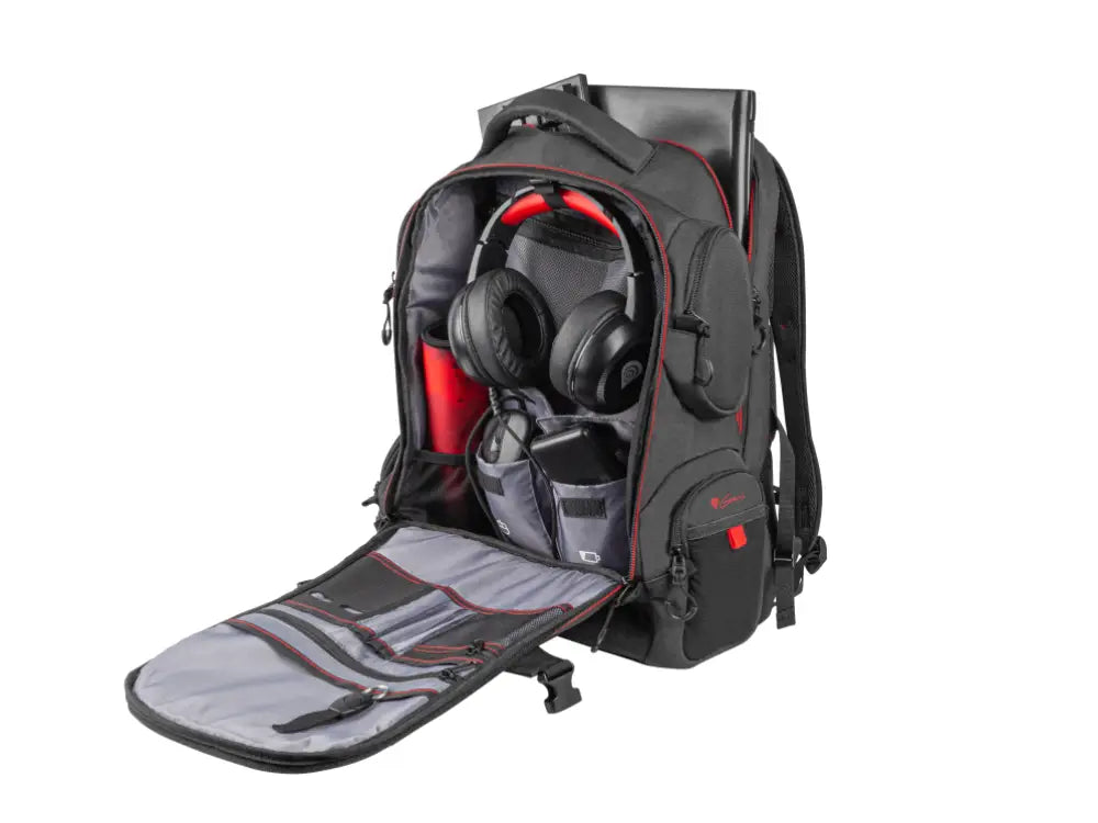 GENESIS Pallad 550 43.9 cm (17.3") Mochila Negro. Rojo - detalle