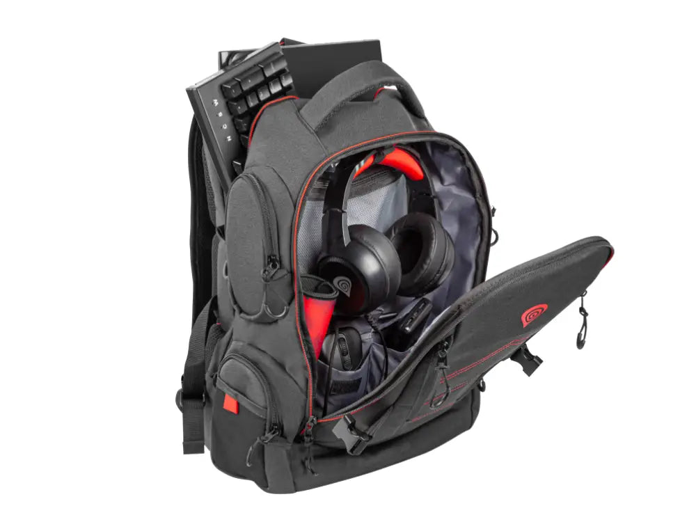 GENESIS Pallad 550 43.9 cm (17.3") Mochila Negro. Rojo - detalle