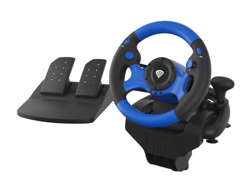 GENESIS Seaborg 350 Negro. Azul USB Volante + Pedales Nintendo Switch. PC. PlayStation 4. Playstation 3. Xbox 360. Xbox One. Xbox Series S. Xbox Series X - detalle