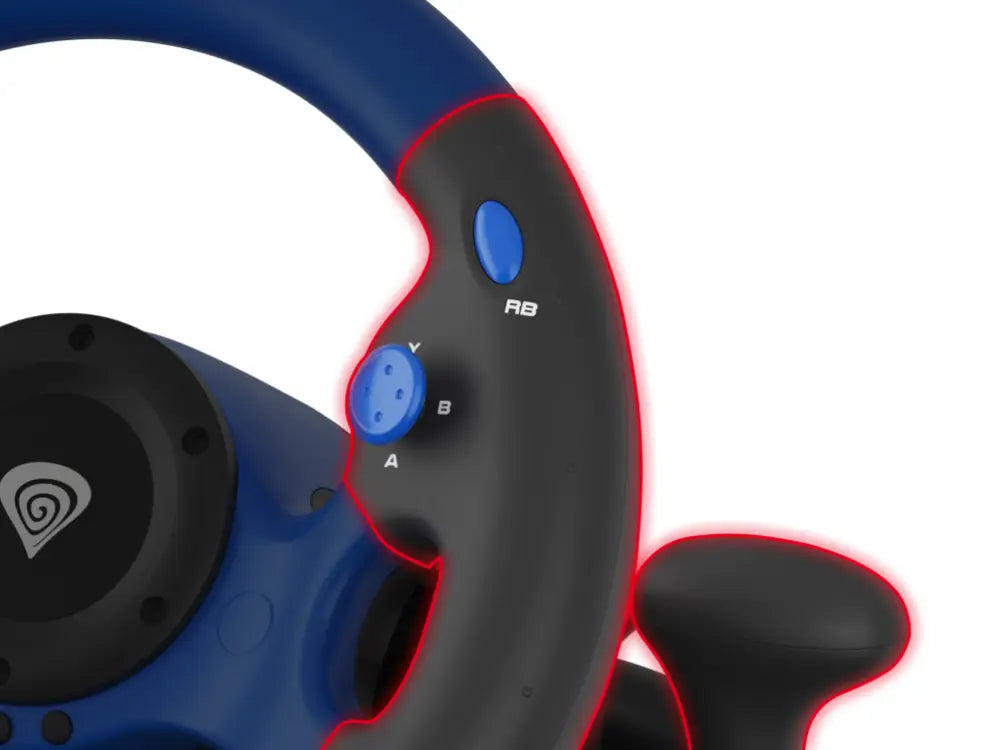 GENESIS Seaborg 350 Negro. Azul USB Volante + Pedales Nintendo Switch. PC. PlayStation 4. Playstation 3. Xbox 360. Xbox One. Xbox Series S. Xbox Series X - detalle