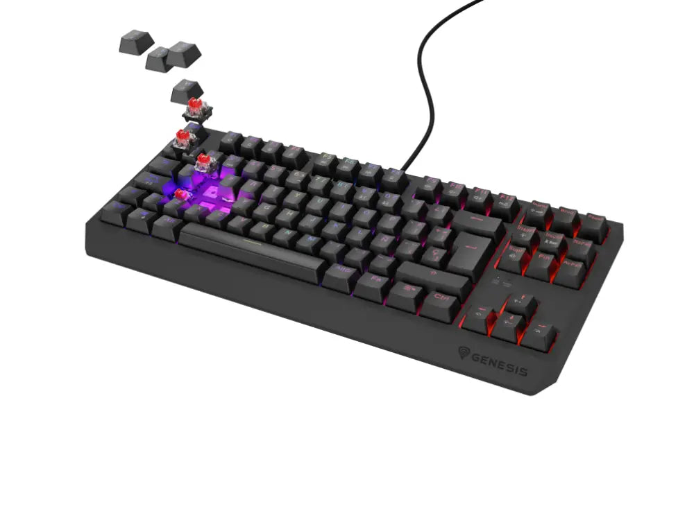 Teclado GENESIS Thor 230 TKL negro para juegos USB con teclado en español QWERTY, compacto y ergonómico.