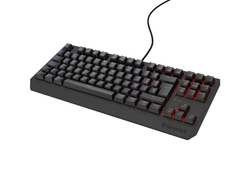 Teclado GENESIS Thor 230 TKL, juego USB QWERTY en color negro, diseño compacto y ergonómico para gaming.
