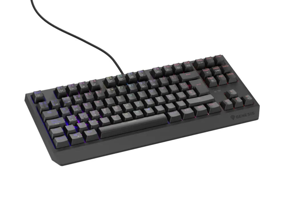 Teclado GENESIS Thor 230 TKL negro para juegos, USB, QWERTY en español, diseño compacto y resistente para gaming.