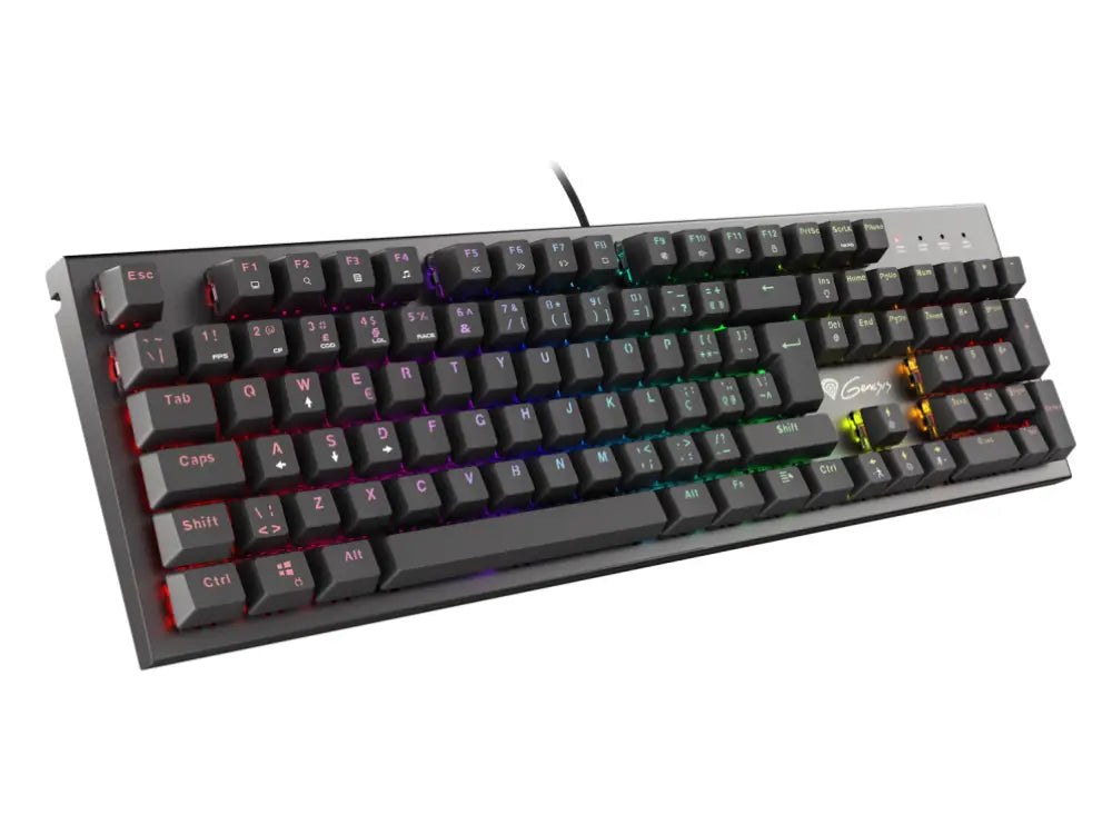 Teclado para juegos GENESIS THOR 300 en color negro, USB, diseño QWERTY en portugués, ideal para gaming y trabajo.