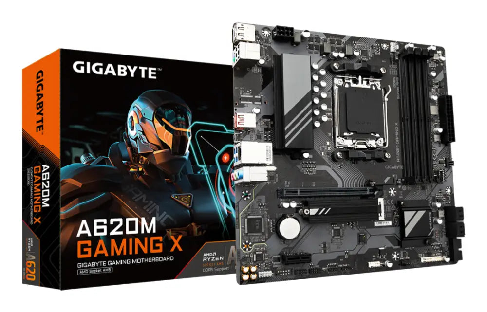 GIGABYTE A620M GAMING X Placa base - Soporta CPUs AMD Ryzen 8000. VRM digital de 8+2+1 fases. hasta 8000MHz DDR5 (OC). 1