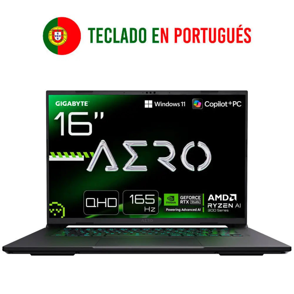 GIGABYTE AERO X16 1VH93PTC94AH ordenador portatil AMD Ryzen AI 7 350 Portátil 40.6 cm (16") WQXGA 16 GB DDR5-SDRAM 1 TB SSD NVIDIA GeForce RTX 5060 Wi-Fi 6E (802.11ax) Windows 11 Home Portugués Gris - detalle