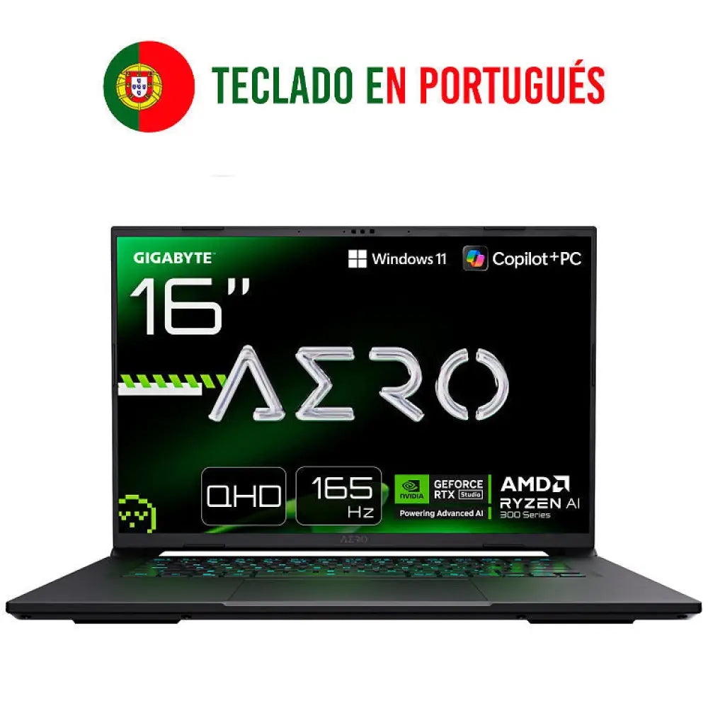 GIGABYTE AERO X16 2WHA3PTC65AH ordenador portatil Copilot+ PC AMD Ryzen AI 9 HX 370 Portátil 40.6 cm (16") WQXGA 32 GB DDR5-SDRAM 2 TB SSD NVIDIA GeForce RTX 5070 Wi-Fi 6E (802.11ax) Windows 11 Pro Gris - detalle