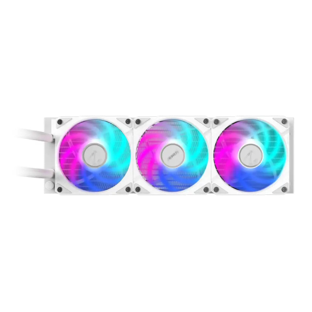 GIGABYTE AORUS WATERFORCE II 360 ICE Refrigerador de CPU líquido AIO - 3x ventiladores ARGB de 120 mm. mecanismo de conexión deslizante. DAISY-CHAIN. compatible con Intel LGA 1851 y AMD AM5 - detalle