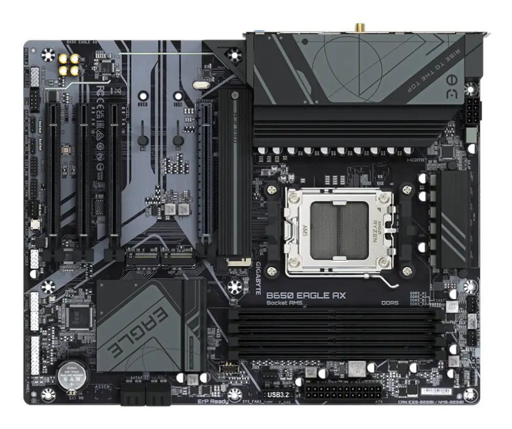 GIGABYTE B650 EAGLE AX Placa base - AMD Ryzen serie 9000. VRM de 12+2+2 fases. hasta 7600 MHz DDR5 (OC). 1xPCIe 5.0 + 2xPCIe 4.0 M.2. LAN GbE. WIFI 6E. USB 3.2 Gen 2 - detalle
