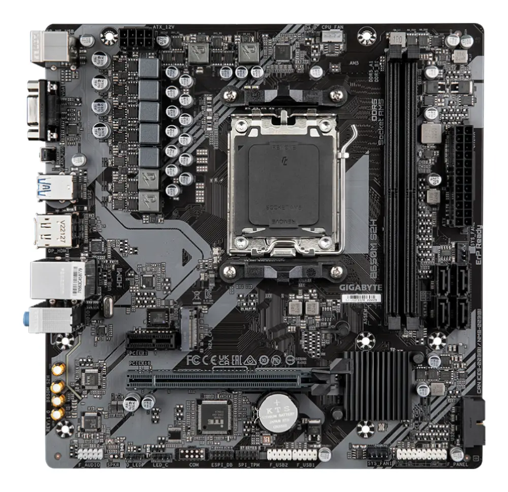 GIGABYTE B650M S2H Placa base - AMD Ryzen serie 9000. VRM de 5+2+2 fases. hasta 6400 MHz DDR5 (OC). 1xPCIe 4.0 M.2. LAN GbE. USB 3.2 Gen 1 - detalle