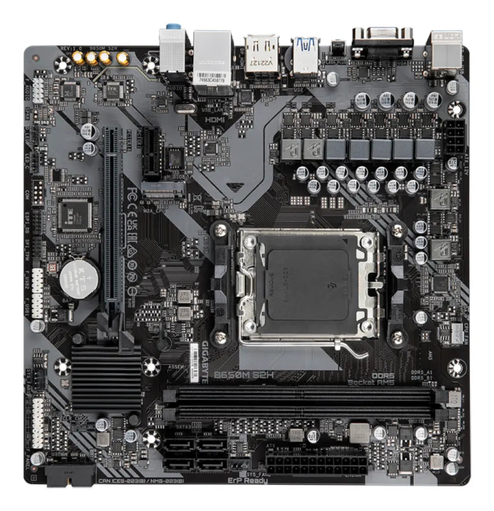 GIGABYTE B650M S2H Placa base - AMD Ryzen serie 9000. VRM de 5+2+2 fases. hasta 6400 MHz DDR5 (OC). 1xPCIe 4.0 M.2. LAN GbE. USB 3.2 Gen 1 - detalle