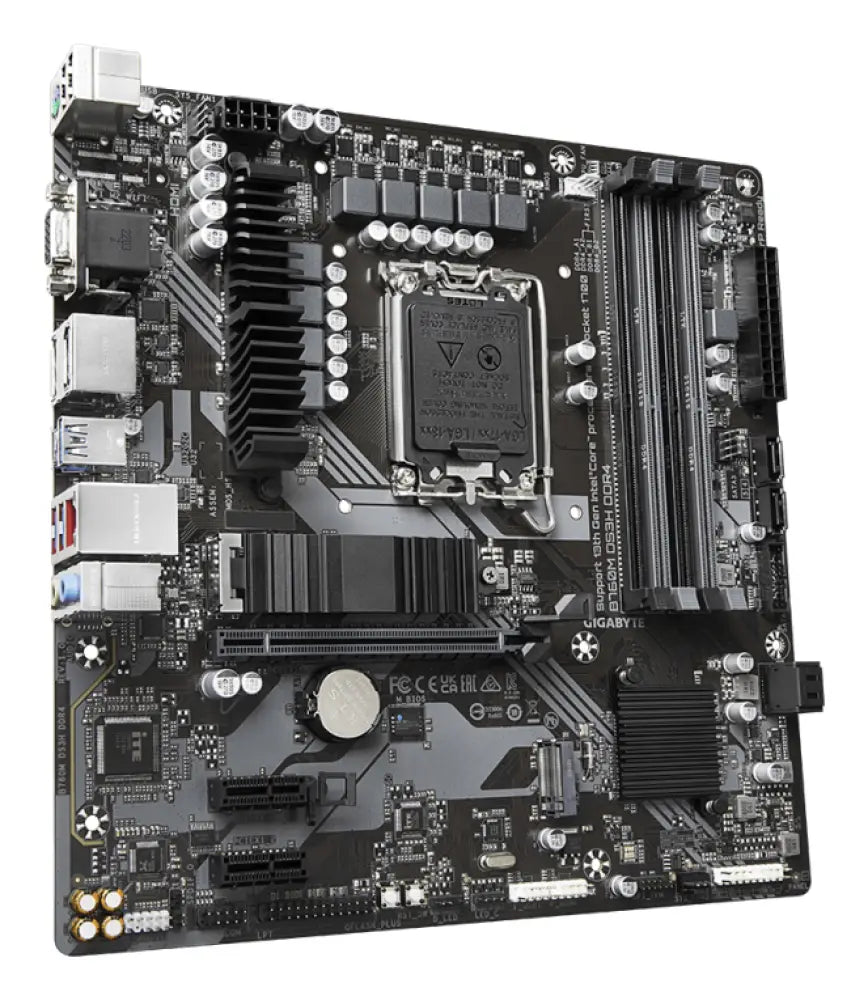GIGABYTE B760M DS3H DDR4 Placa base - Soporta CPUs Intel Core de 14ª generación. VRM digital de 6+2+1 fases. hasta 5333MHz DDR4 (OC). 2xPCIe 4.0 M.2. LAN 2.5GbE. USB 3.2 Gen2 - detalle