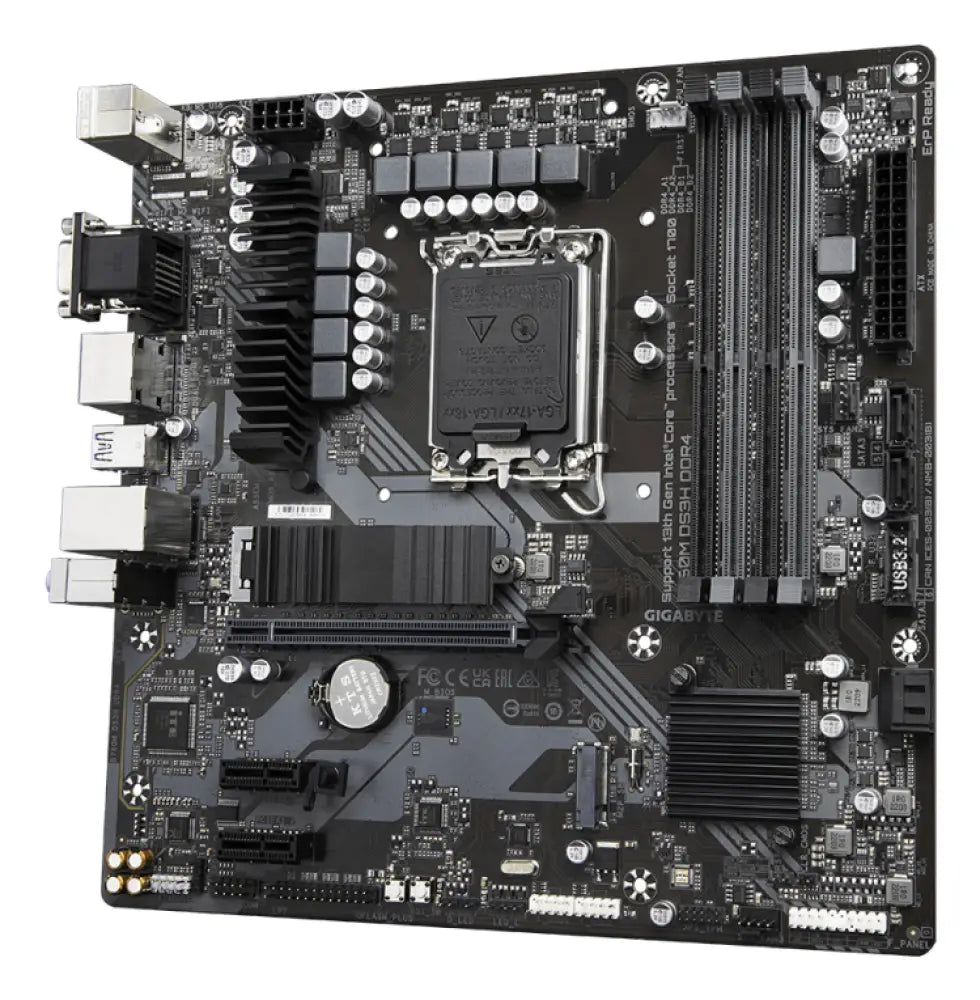 GIGABYTE B760M DS3H DDR4 Placa base - Soporta CPUs Intel Core de 14ª generación. VRM digital de 6+2+1 fases. hasta 5333MHz DDR4 (OC). 2xPCIe 4.0 M.2. LAN 2.5GbE. USB 3.2 Gen2 - detalle