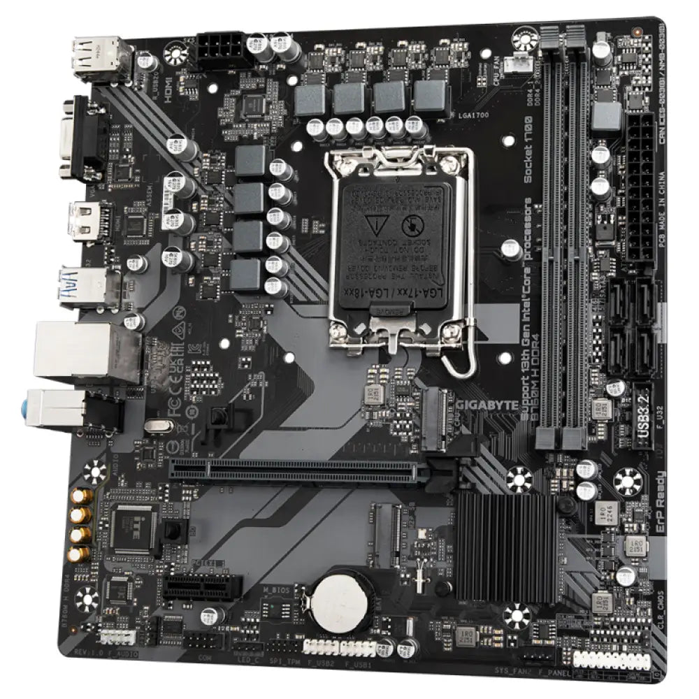 GIGABYTE B760M H DDR4 Placa base - Soporta CPUs Intel Core de 14ª generación. VRM digital de 6+1+1 fases. hasta 3200MHz DDR4 (OC). 2xPCIe 4.0 M.2. GbE LAN. USB 3.2 Gen1 - detalle