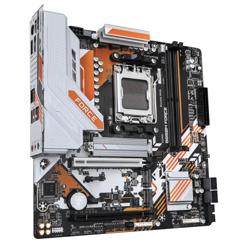 GIGABYTE B850M FORCE Placa Base - Compatible con procesadores AMD Ryzen serie 9000. VRM digital de 8+2+2 fases. hasta 9600 MHz DDR5 (OC). 1 x M.2 PCIe 5.0 + 2 x M.2 PCIe 4.0. LAN 2.5 GbE. USB 3.2 Gen 2 - detalle