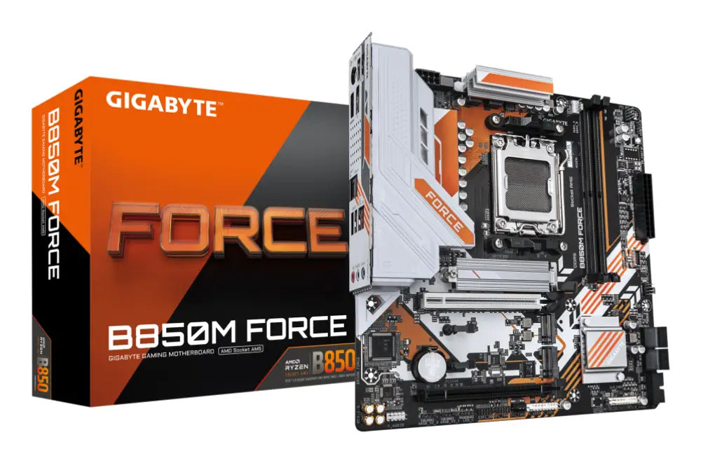 GIGABYTE B850M FORCE Placa Base - Compatible con procesadores AMD Ryzen serie 9000. VRM digital de 8+2+2 fases. hasta 9600 MHz DDR5 (OC). 1 x M.2 PCIe 5.0 + 2 x M.2 PCIe 4.0. LAN 2.5 GbE. USB 3.2 Gen 2 - detalle