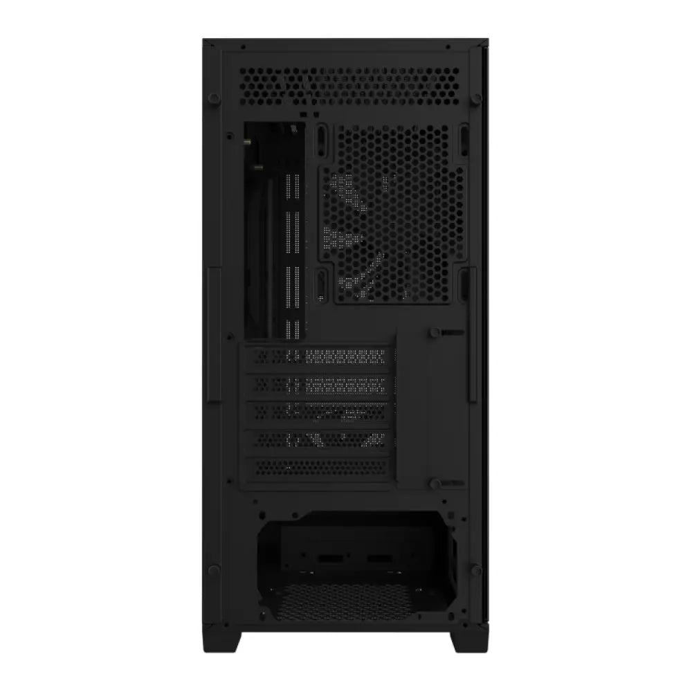 Chasis PC GIGABYTE C102 GLASS Midi Tower negro con panel de vidrio y diseño moderno para ensamblaje de computadoras.