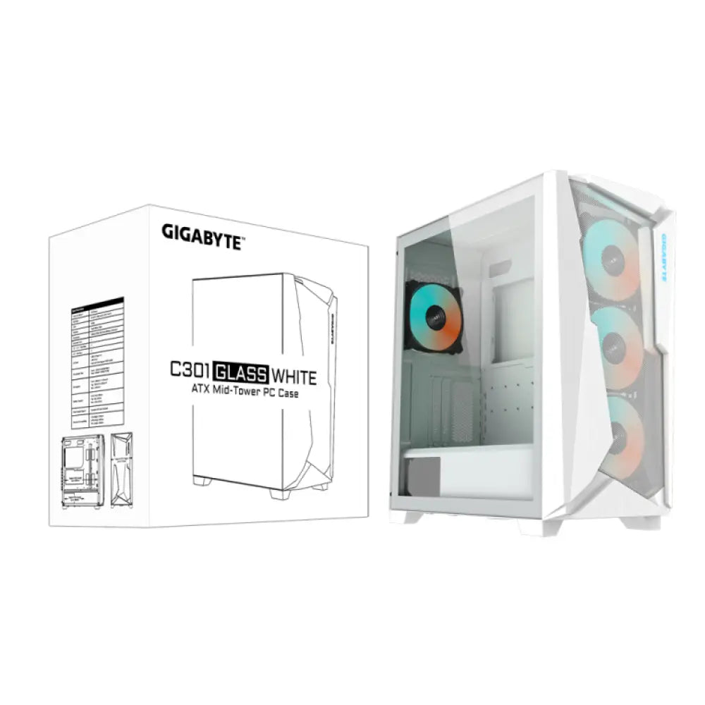 Gigabyte C301GW carcasa de ordenador Midi Tower Blanco - detalle