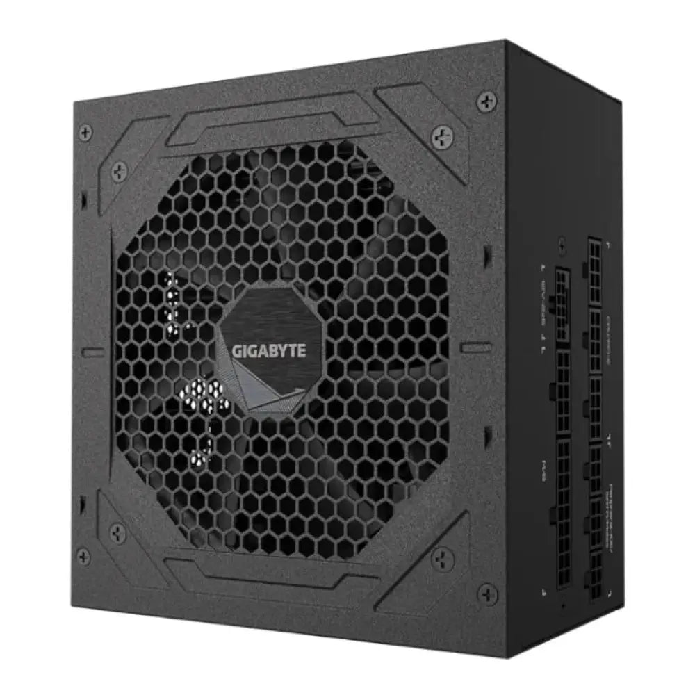 Fuente de alimentación GIGABYTE GP-UD850GM PG5 V2 de 850W, vista lateral con cables y ventilador.
