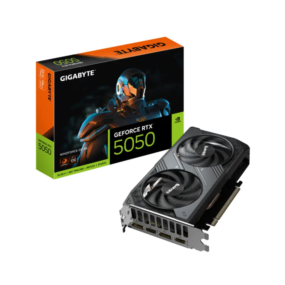 GIGABYTE GeForce RTX 5050 WINDFORCE OC 8G Tarjeta Gráfica - 8GB GDDR6. 128bit. PCI-E 5.0. 2587MHz Frecuencia del núcleo.
