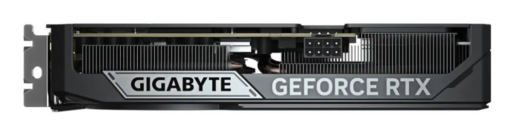 Tarjeta gráfica GIGABYTE GeForce RTX 5060 Ti WINDFORCE MAX OC 8G con disipador y ventiladores, vista frontal.