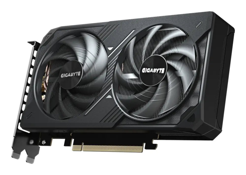 Tarjeta gráfica GIGABYTE GeForce RTX 5060 Ti WINDFORCE MAX OC de 8GB, con ventiladores y diseño potente para gaming y tareas intensivas.