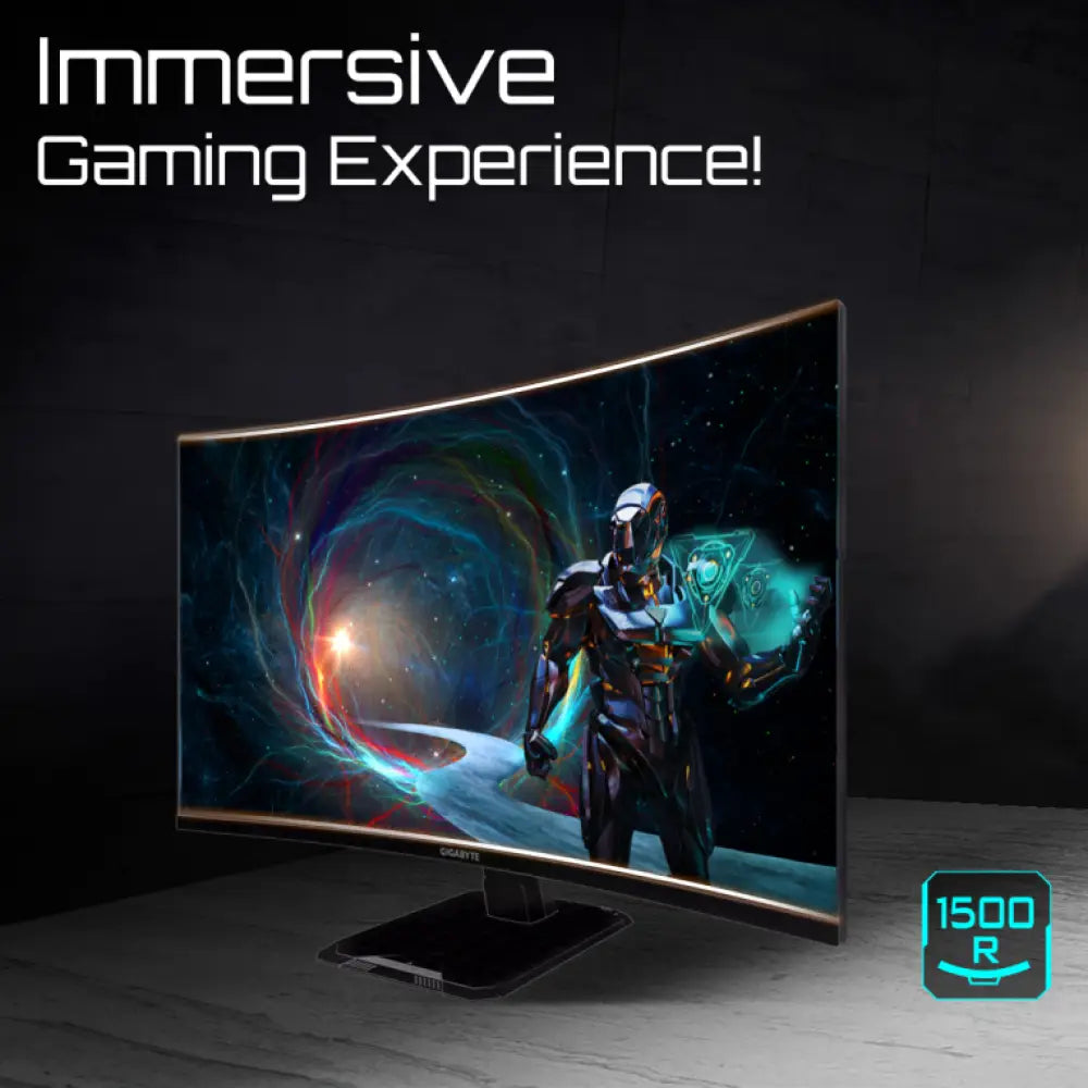 GIGABYTE GS32QCA 31.5" Monitor Curvo para Gaming QHD - 2560 x 1440. 180Hz. 1ms. 250 cd/m². FreeSync. HDR Ready. HDMI 2.0. DisplayPort 1.4 - detalle