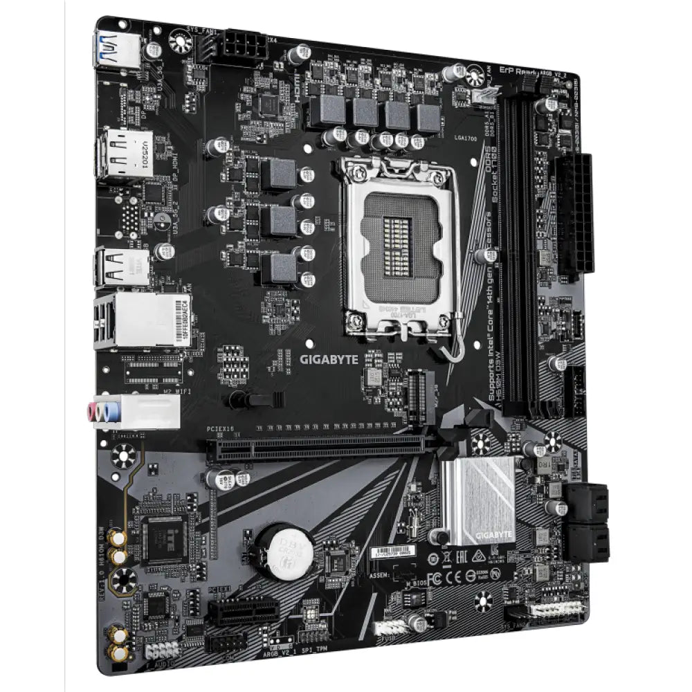 GIGABYTE H610M D3W Placa Base - Compatible con procesadores Intel Core de 14ª generación. VRM de 5+1+1 fases. hasta 5600MHz DDR5. 1xPCIe 3.0 M.2. LAN 1GbE. USB 3.2 Gen 1 - detalle