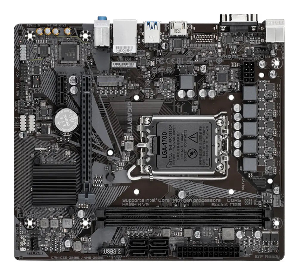 GIGABYTE H610M H V2 placa base Intel H610 Express LGA 1700 micro ATX - detalle