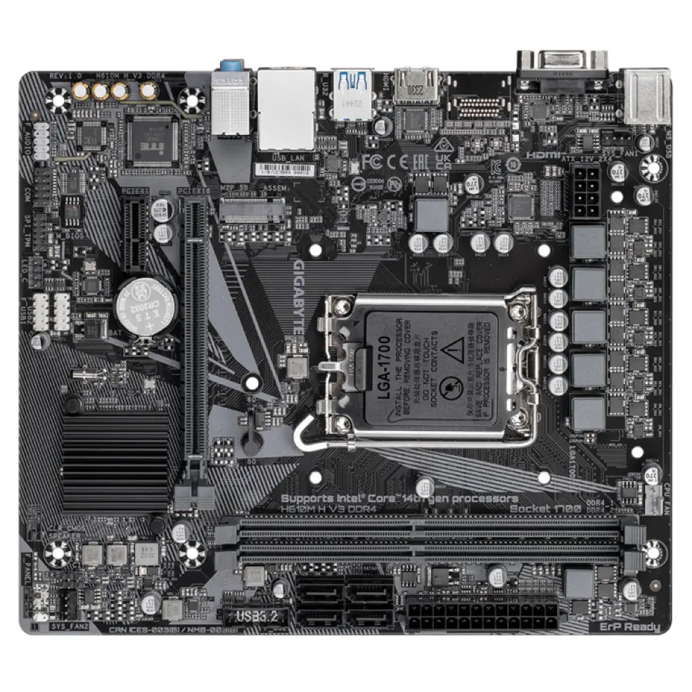 GIGABYTE H610M H V3 DDR4 placa base Intel H610 Express LGA 1700 micro ATX - detalle